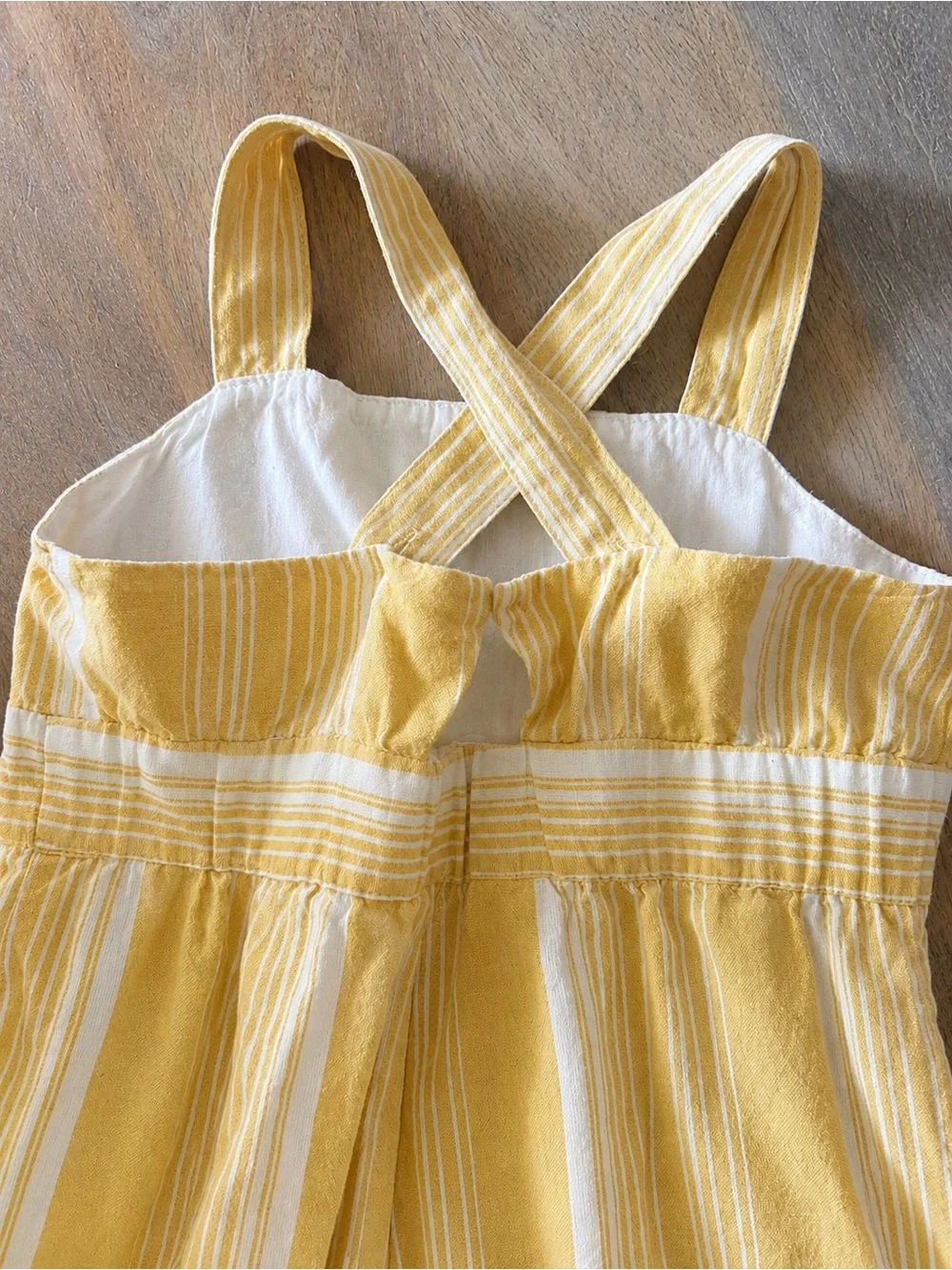 Tommy Bahama Girls 18M Yellow White Striped Cotton Jumpsuit Pockets
